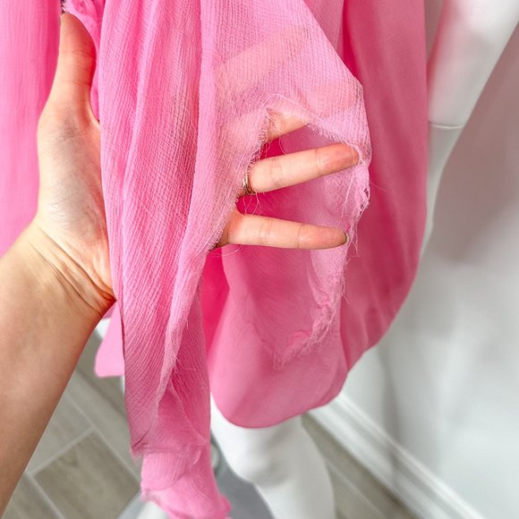 LoveShackFancy Ashida Bubble Hem Silk Mini Dress in Begonia Pink Women's Size 6 - Picture 10 of 17